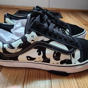 Vans Mens Old Skool Skate Shoes - Black & White Ghost Print